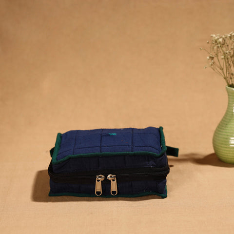Blue Handmade Cotton Jewelry Bag - 4 Pockets