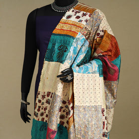 Multicolor - patchwork reversible silk bengal kantha work