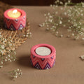  Circle - Handpainted Clay Candle Holders (Set of 2) Online in India l iTokri.com 