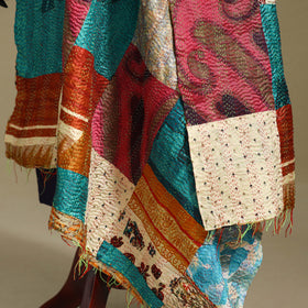 Multicolor - patchwork reversible silk bengal kantha work