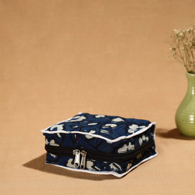 Blue Handmade Cotton Jewelry Bag - 4 Pockets