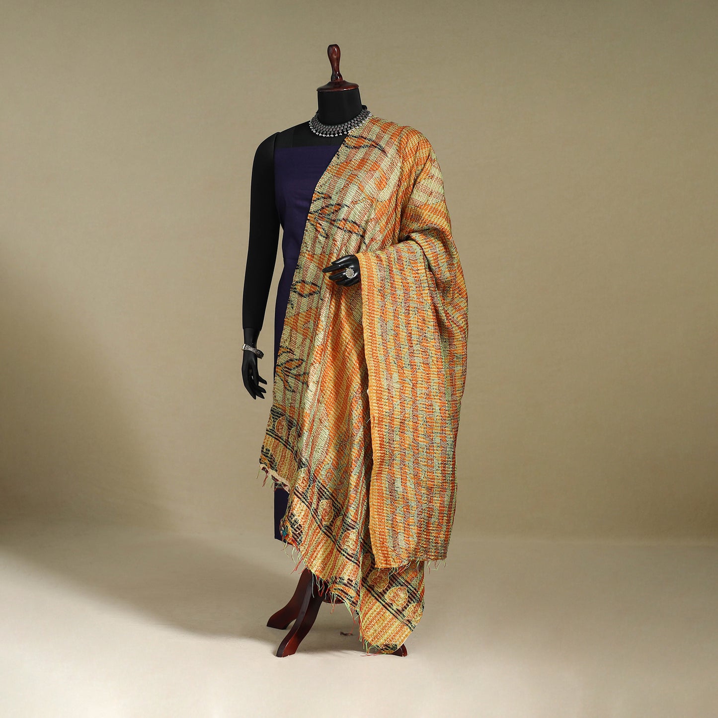 Multicolor - patchwork reversible silk bengal kantha work