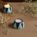 Circle - Handpainted Clay Candle Holders (Set of 2) Online in India l iTokri.com 