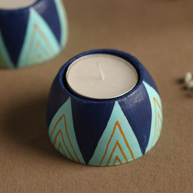  Circle - Handpainted Clay Candle Holders (Set of 2) Online in India l iTokri.com 