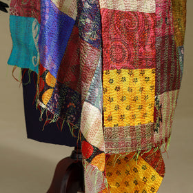Multicolor - patchwork reversible silk bengal kantha work