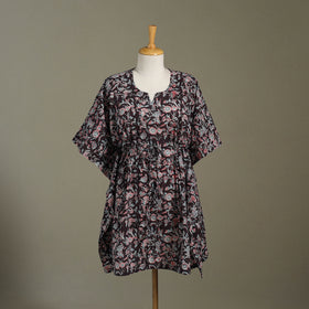 Black - sanganeri cotton kaftan (medium) 02 - handcrafted