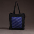 Blue - handcrafted ikat patch canvas cotton shoulder bag 04