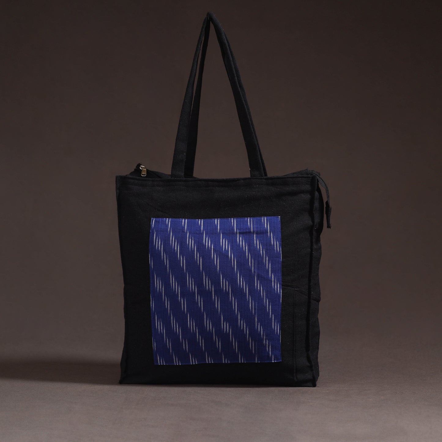 Blue - handcrafted ikat patch canvas cotton shoulder bag 04