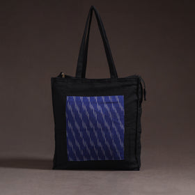 Blue - handcrafted ikat patch canvas cotton shoulder bag 04