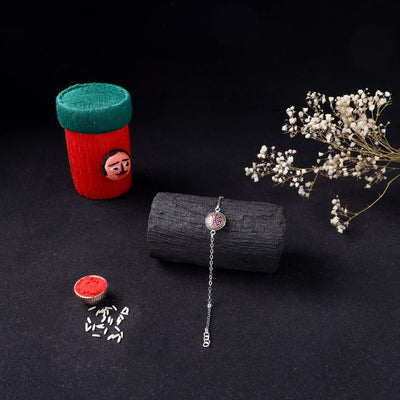 Handcrafted Meenakari Rakhi for Brother with Coir Box 188
