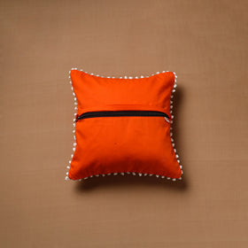 Running Stitch Plain Cushion Cover with Pom Pom (16 x 16 in) 09