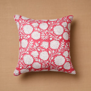 Pink - Sanganeri Block Printed Cotton Cushion Cover (16 x 16 in) 29
