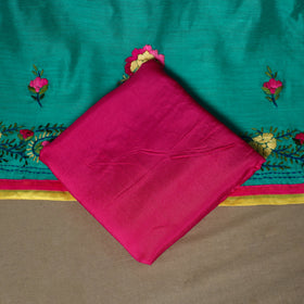 Green - 3pc hand embroidery chanderi silk unstitched