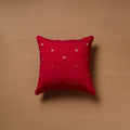 Polka Dot Zari Buti Plain Cushion Cover (16 x 16 in) 11