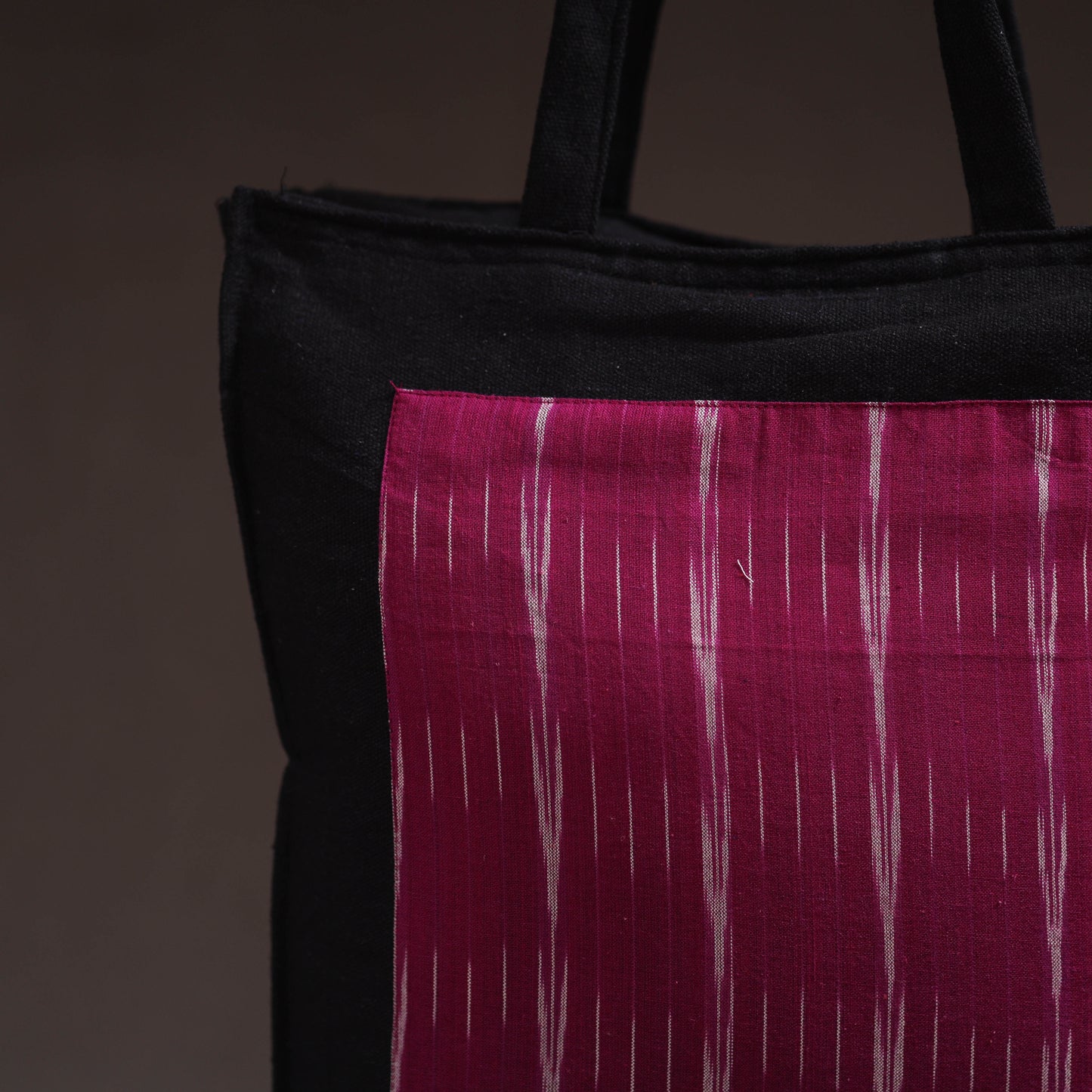 Maroon - handcrafted ikat patch canvas cotton shoulder bag