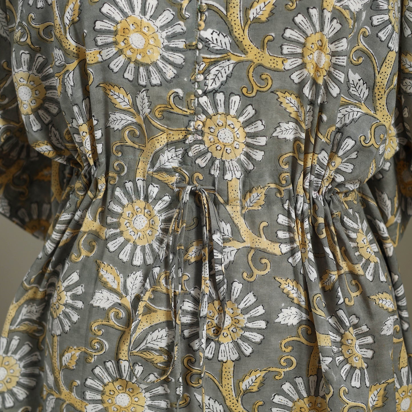 Grey Sanganeri Block Print Cotton Kaftan (Medium) 