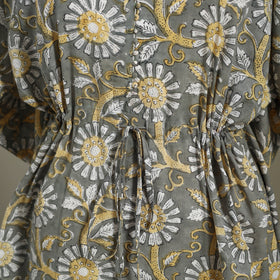 Grey Sanganeri Block Print Cotton Kaftan (Medium) 