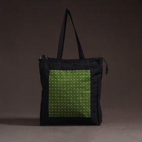 Green - handcrafted jacquard patch canvas cotton shoulder