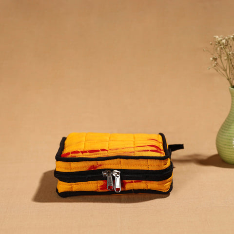 Yellow Handmade Cotton Jewelry Bag - 4 Pockets | iTokri