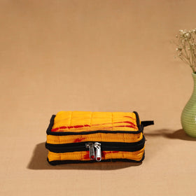 Yellow Handmade Cotton Jewelry Bag - 4 Pockets | iTokri