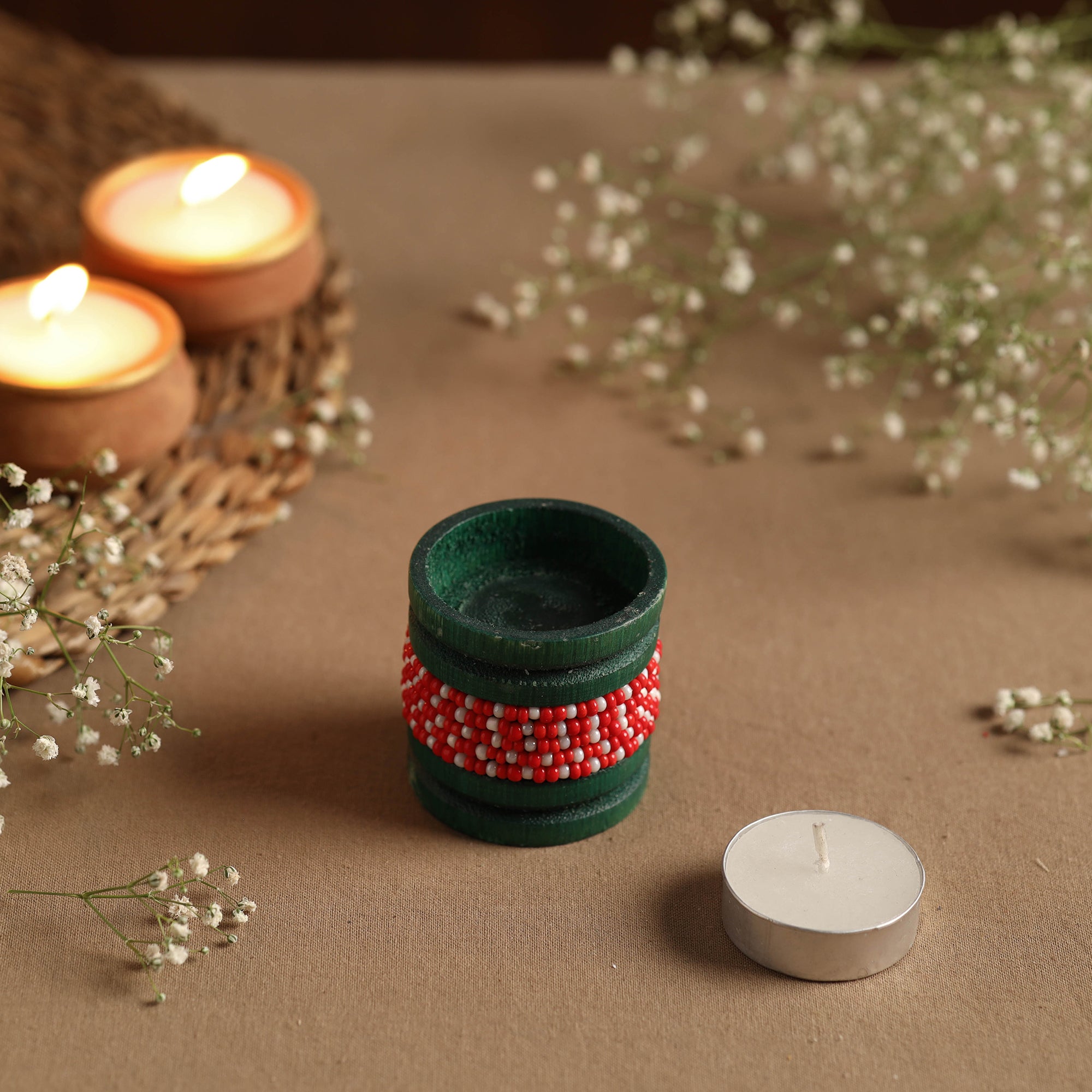 Col House Designs - Wholesale Wooden Round Bead Candle Ring