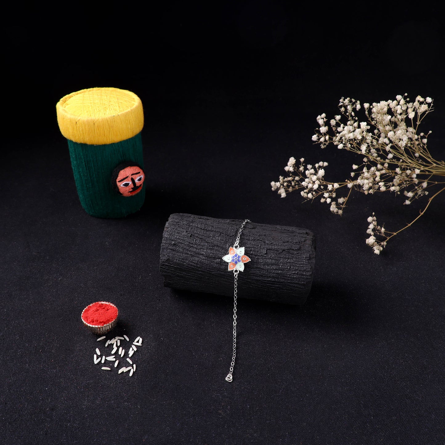 Handcrafted Meenakari Rakhi for Brother with Coir Box 193