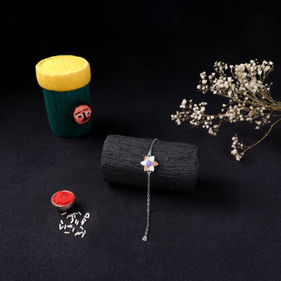 Handcrafted Meenakari Rakhi for Brother with Coir Box 193