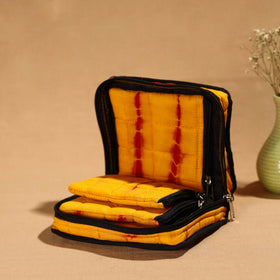 Yellow Handmade Cotton Jewelry Bag - 4 Pockets | iTokri