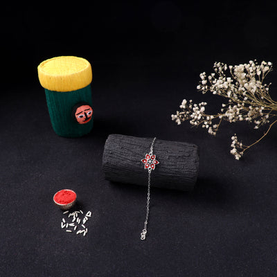 Handcrafted Meenakari Rakhi for Brother with Coir Box 194