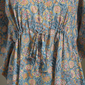 Blue Sanganeri Block Print Cotton Kaftan (Medium) 