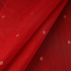  Red Handloom Silk Cotton Zari Buti Chanderi Fabric
