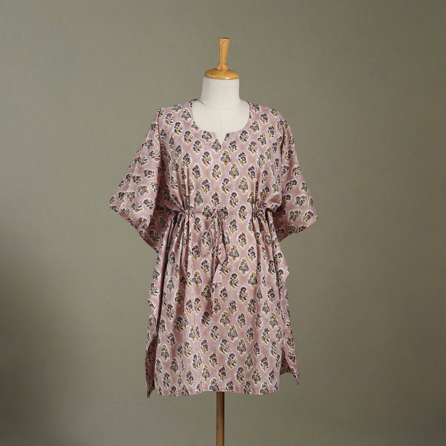 Brown - sanganeri cotton kaftan (medium) 07 - handcrafted