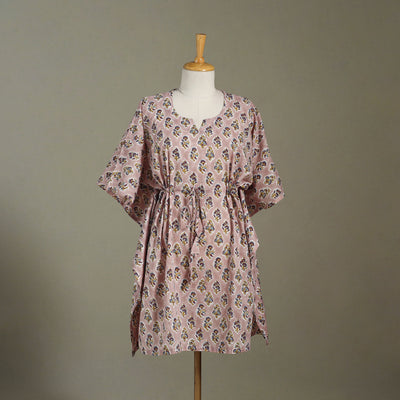 Brown - sanganeri cotton kaftan (medium) 07 - handcrafted