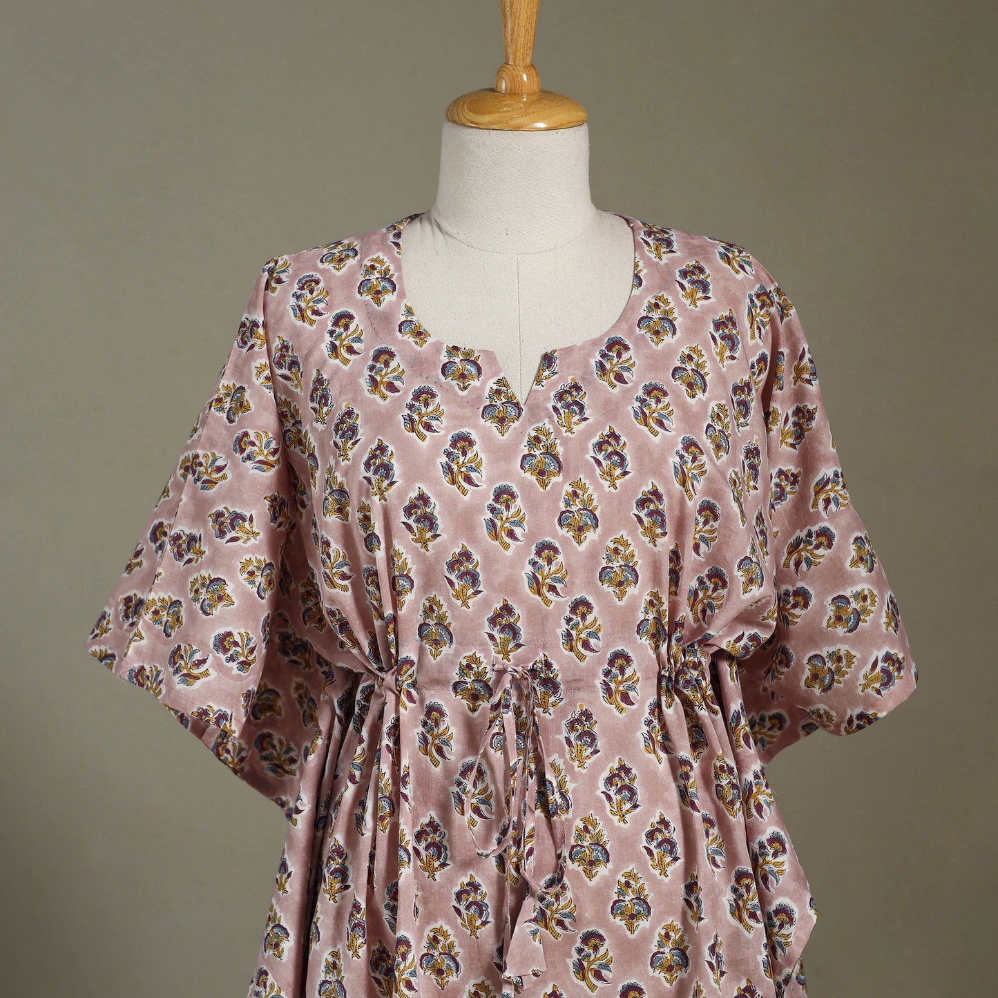 Brown - sanganeri cotton kaftan (medium) 07 - handcrafted