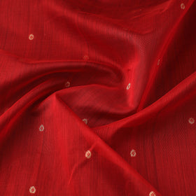  Red Handloom Silk Cotton Zari Buti Chanderi Fabric
