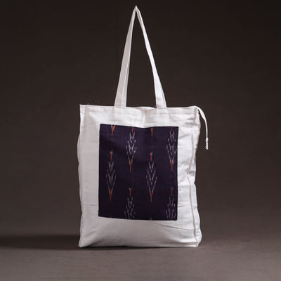 Purple - handcrafted ikat patch canvas cotton shoulder bag