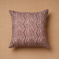 Brown - Block Print Cotton Sanganeri Cushion Cover (16 x 16 in) 34