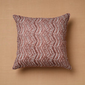Brown - Block Print Cotton Sanganeri Cushion Cover (16 x 16 in) 34