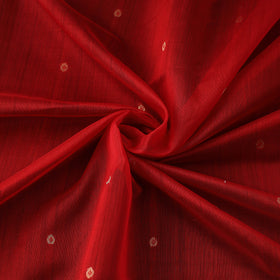  Red Handloom Silk Cotton Zari Buti Chanderi Fabric