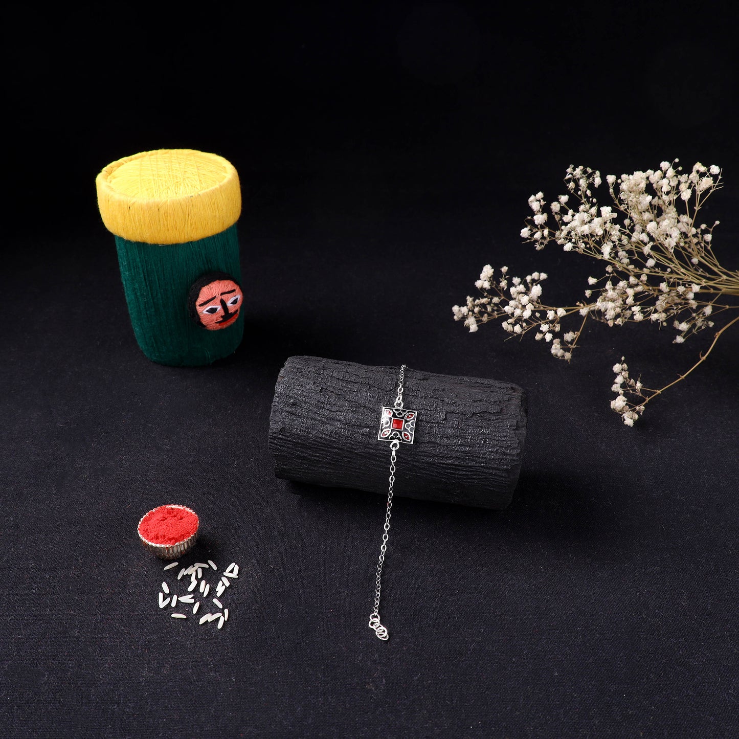 Handcrafted Meenakari Rakhi for Brother with Coir Box 196
