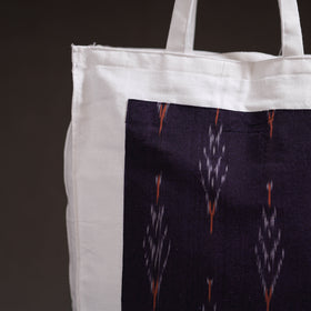 Purple - handcrafted ikat patch canvas cotton shoulder bag