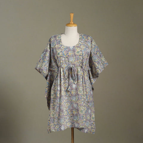 Purple Sanganeri Block Print Cotton Kaftan (Medium) 