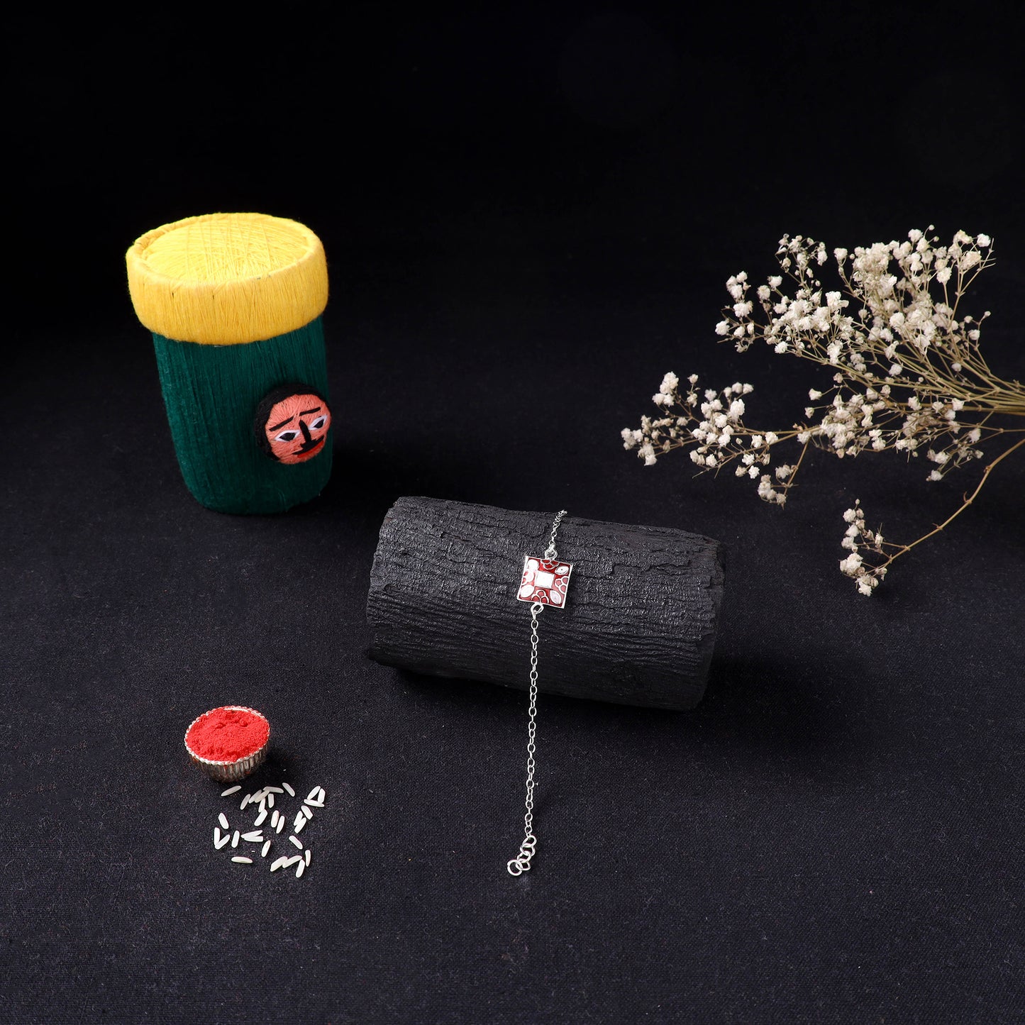 Handcrafted Meenakari Rakhi for Brother with Coir Box 197