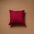 Polka Dot Zari Buti Plain Cushion Cover (16 x 16 in) 13