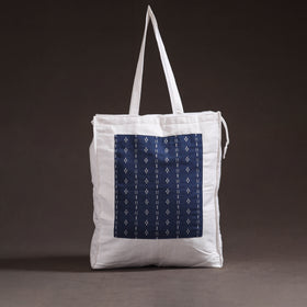 Blue - handcrafted jacquard patch canvas cotton shoulder