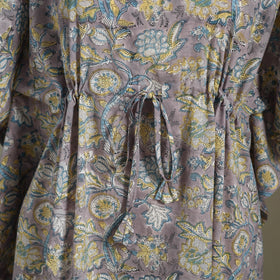 Purple Sanganeri Block Print Cotton Kaftan (Medium) 