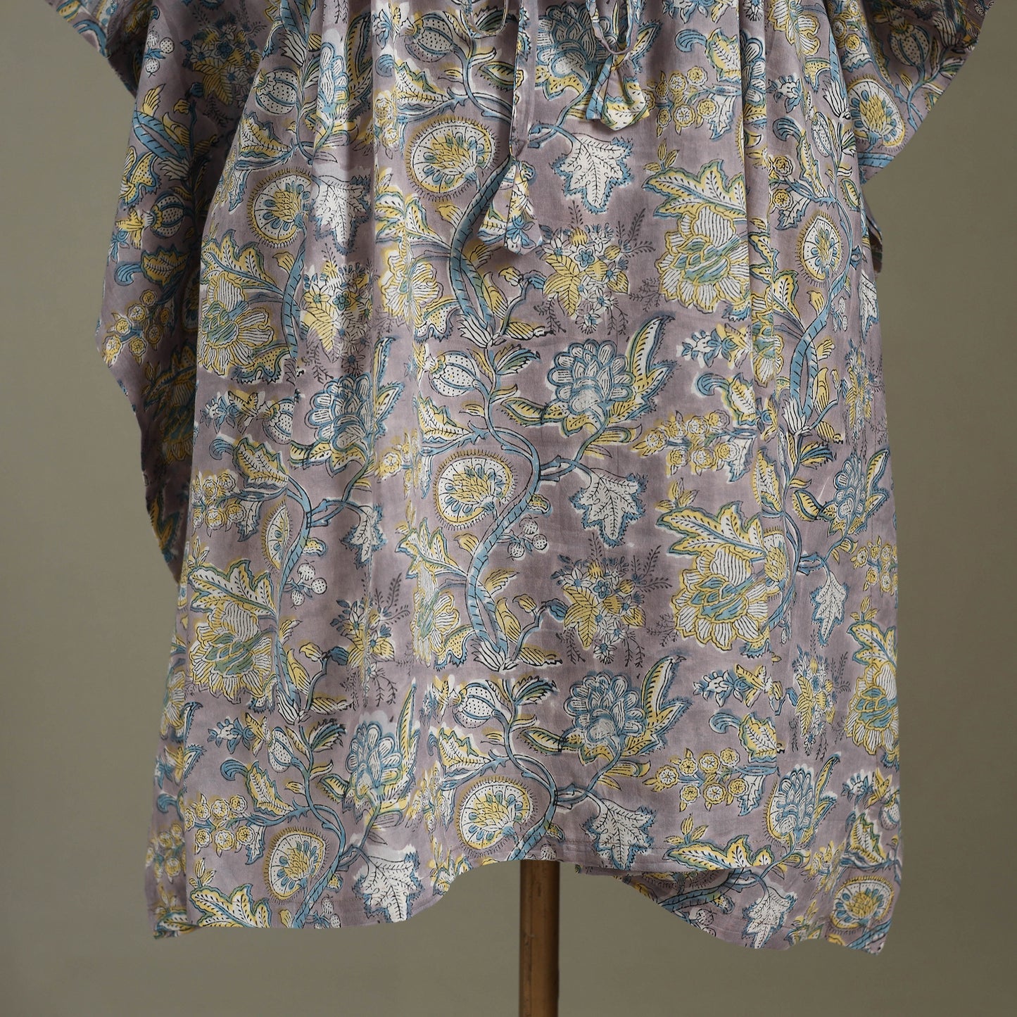 Purple Sanganeri Block Print Cotton Kaftan (Medium) 