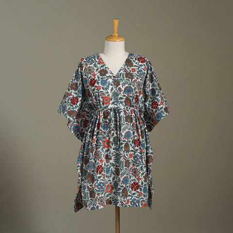 Multicolor Sanganeri Block Print Cotton Kaftan (Medium) 