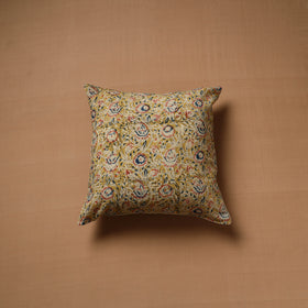 Yellow - Hand Block Print Kalamkari Cushion Cover (16 x 16 in) 14