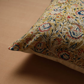 Yellow - Hand Block Print Kalamkari Cushion Cover (16 x 16 in) 14